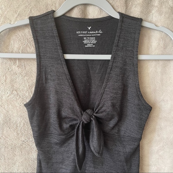 American Eagle Black Tie Front Top - Picture 3 of 8